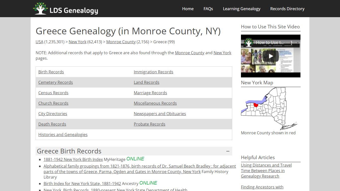 Greece Genealogy (in Monroe County, New York)